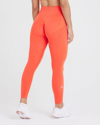 Effortless Seamless Leggings with White Logo | Peach Blossom