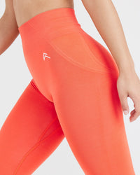 Effortless Seamless Leggings with White Logo | Peach Blossom