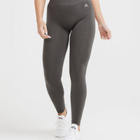 Effortless Seamless Leggings with White Logo | Deep Taupe