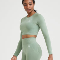 Effortless Seamless Long Sleeve Crop Top | Sage
