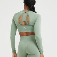 Effortless Seamless Long Sleeve Crop Top | Sage