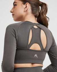 Effortless Seamless Long Sleeve Crop Top | Deep Taupe