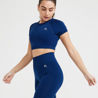 Effortless Seamless Short Sleeve Crop Top | Midnight