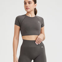 Effortless Seamless Short Sleeve Crop Top | Deep Taupe