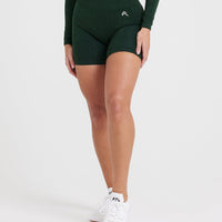 Effortless Seamless Shorts with White Logo | Evergreen