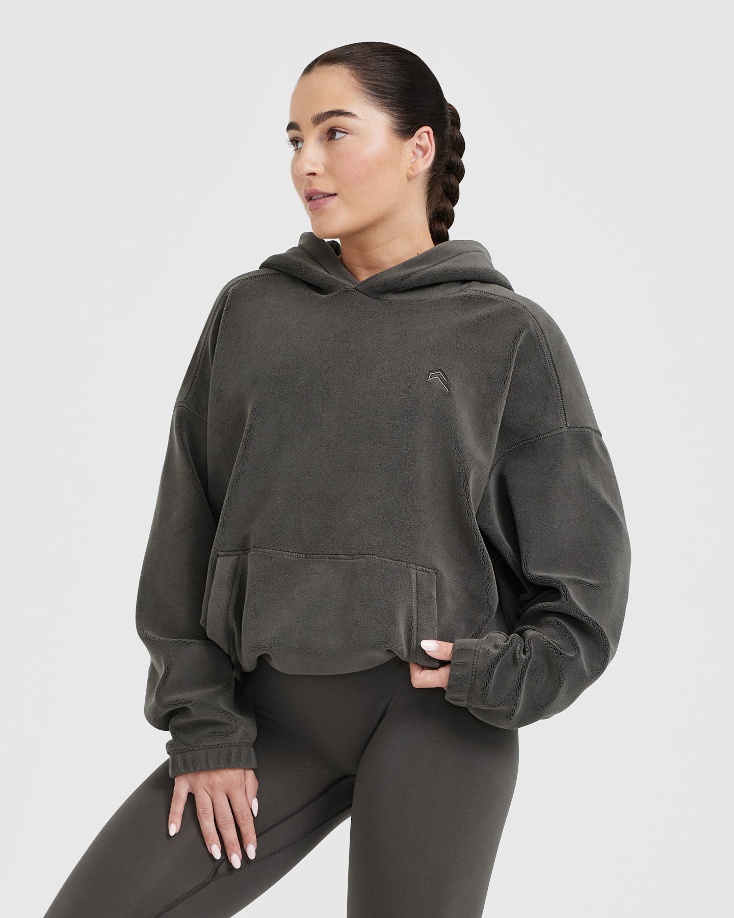 Fleece Oversized Hoodie | Deep Taupe