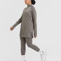 Go To Seamless Loose Long Sleeve Longline Top | Ash Grey