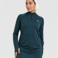Go To Seamless Loose Long Sleeve Longline Top | Oil Blue