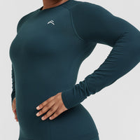 Go To Seamless Fitted Long Sleeve Top | Oil Blue