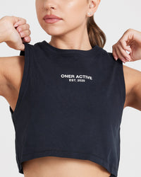 Graphic Jersey Tank | Washed Black