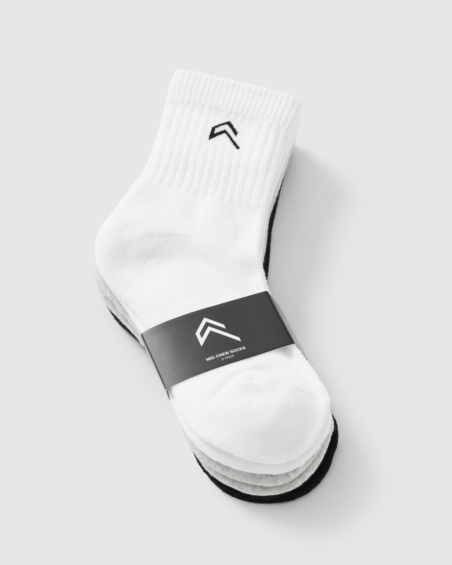 Mid Crew Socks 3 Pack | Grey/White/Black