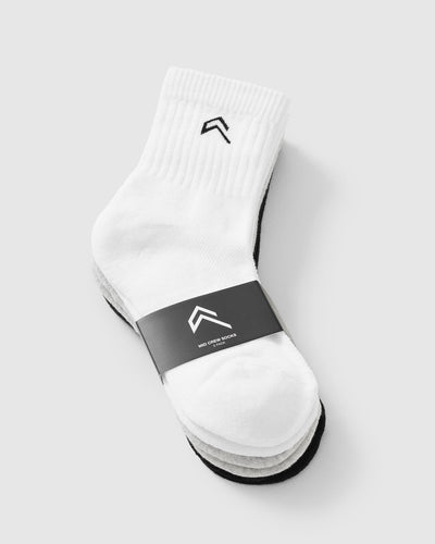 Mid Crew Socks 3 Pack | Grey/White/Black
