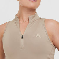 Timeless Half Zip Tank | Sandstone