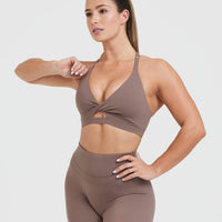 Unified Twist Sports Bra | Cool Brown