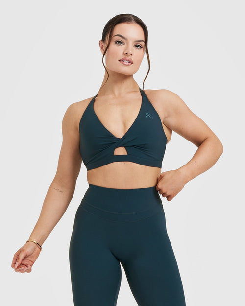 Oner Modal Unified Twist Sports Bra | Oil Blue