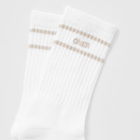 Varsity Crew Socks 3 Pack | Off White/Blue/White