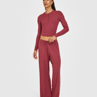 At Home Night Bottoms | Burnt Maroon Red