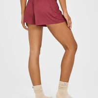 At Home Night Shorts | Burnt Maroon Red