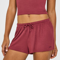 At Home Night Shorts | Burnt Maroon Red