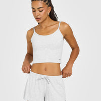 At Home Night Strappy Mid Vest | Grey Marl