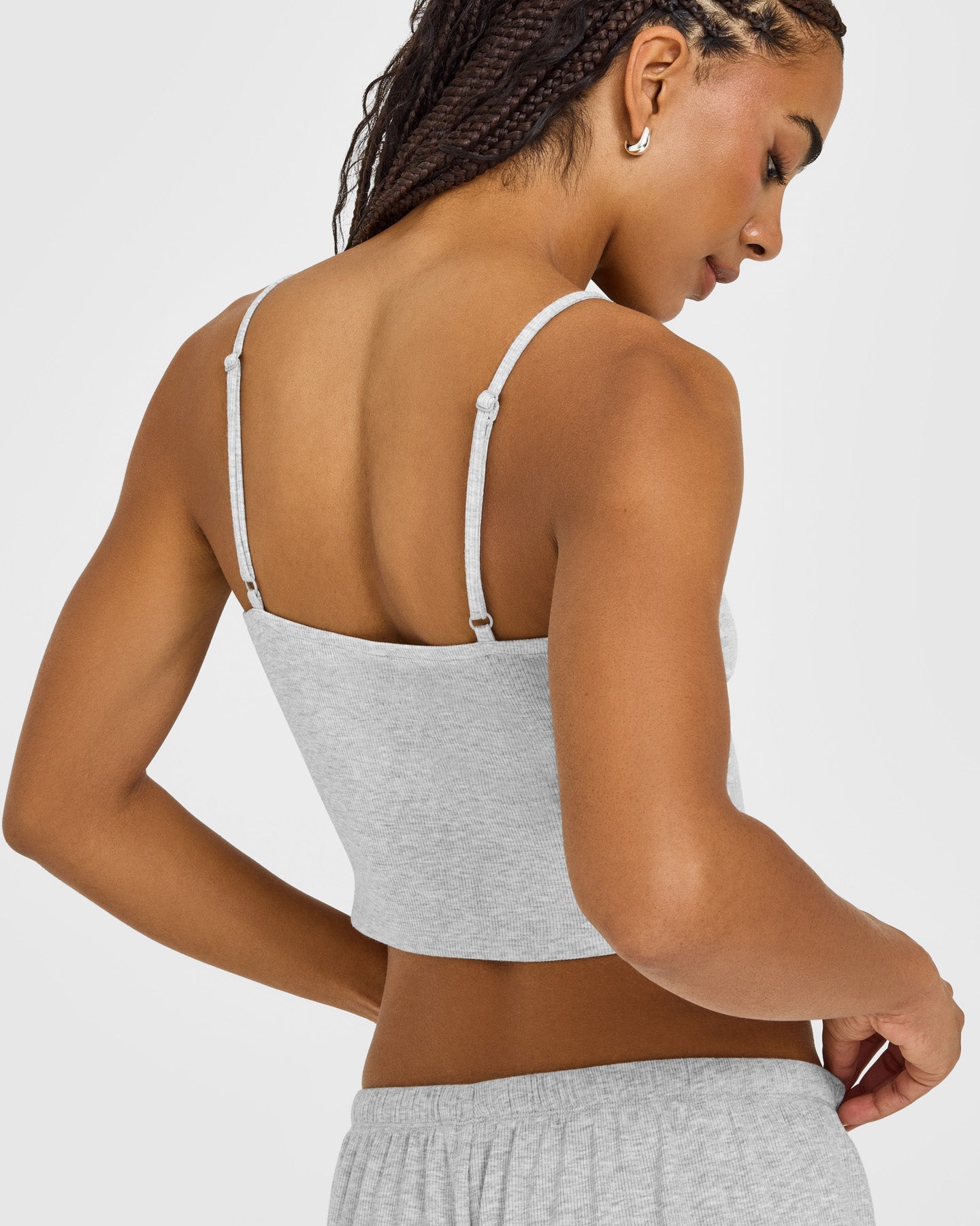 At Home Night Strappy Mid Vest | Grey Marl