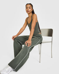 Cotton Racer Back Fitted Vest | Dark Khaki