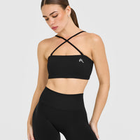 EasyLift™ Multi Way Bandeau Bralette with White Logo | Black