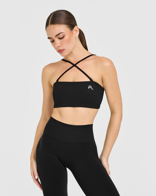 Oner Modal EasyLift™ Multi Way Bandeau Bralette with White Logo | Black