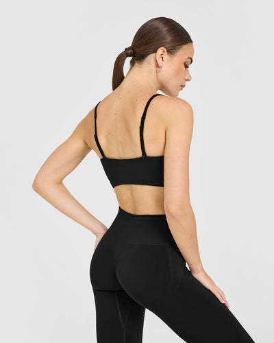 EasyLift™ Multi Way Bandeau Bralette with White Logo | Black