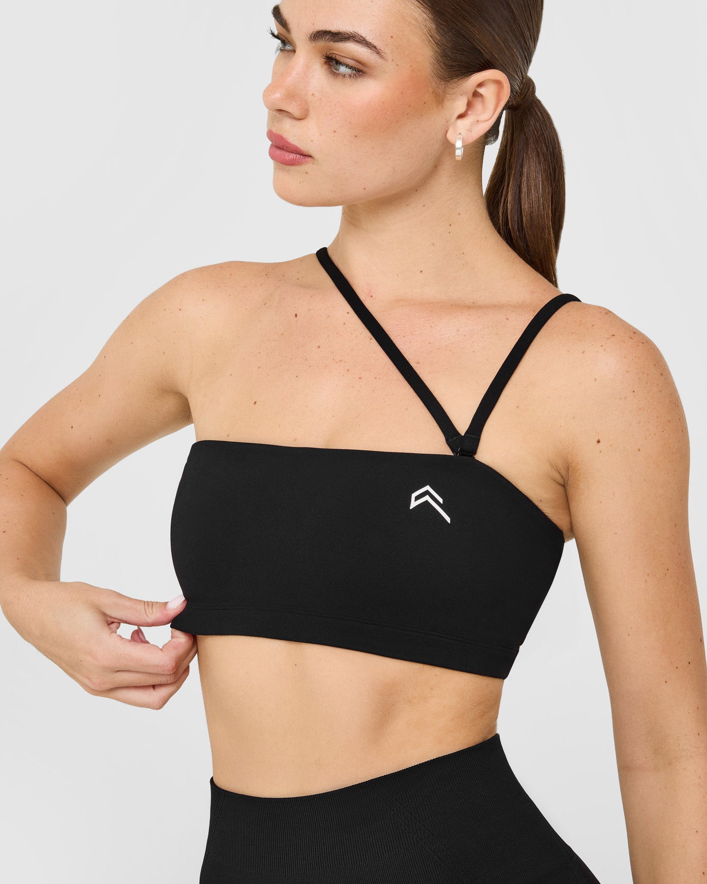 EasyLift™ Multi Way Bandeau Bralette with White Logo | Black