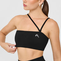 EasyLift™ Multi Way Bandeau Bralette with White Logo | Black
