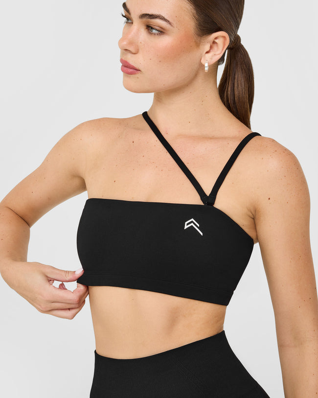 EasyLift™ Multi Way Bandeau Bralette with White Logo | Black