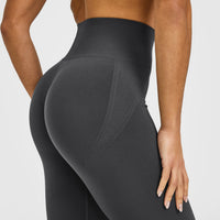 EffortlessLift™ Seamless Flared Bottoms with White Logo | Coal