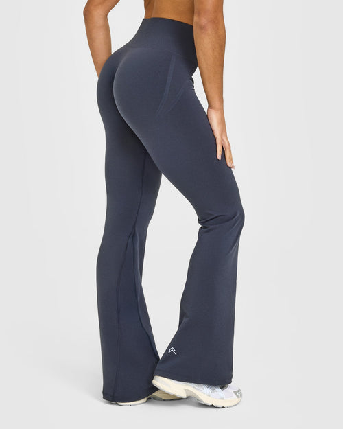 EffortlessLift™ Seamless Flared Bottoms with White Logo | True Blue