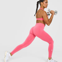Effortless Seamless Leggings with White Logo | Hot Girl Pink