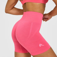 Effortless Seamless Shorts with White Logo | Hot Girl Pink