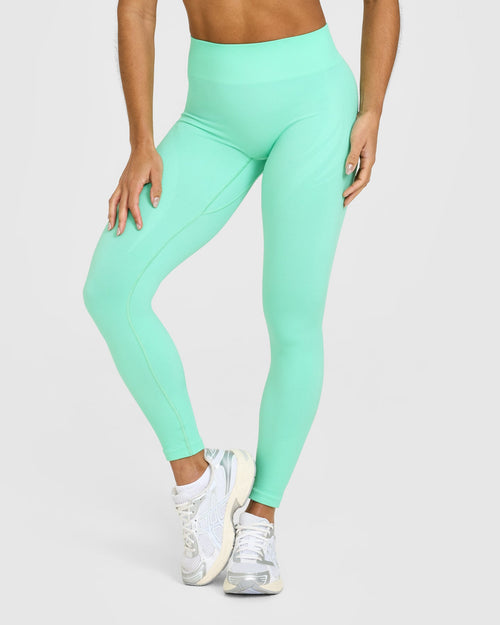 EnhanceLift™ Seamless Leggings with White Logo | Peppermint Green