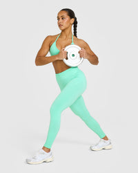 EnhanceLift™ Seamless Leggings with White Logo | Peppermint Green