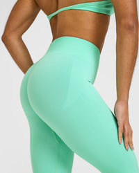 EnhanceLift™ Seamless Leggings with White Logo | Peppermint Green