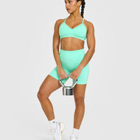 EnhanceLift™ Seamless Shorts with White Logo | Peppermint Green
