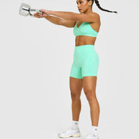 EnhanceLift™ Seamless Shorts with White Logo | Peppermint Green