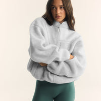 Fleece Jacket with Chest Pocket | Heather Grey