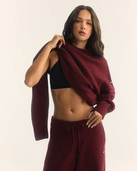 Oversized Knit Crew Neck Sweatshirt | Rosewood