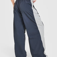 Oversized Piped Woven Straight Leg Track Bottoms | True Blue