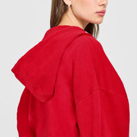 Raw Lounge Oversized Zip Hoodie | Washed Fiery Red