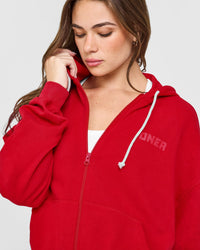 Raw Lounge Oversized Zip Hoodie | Washed Fiery Red