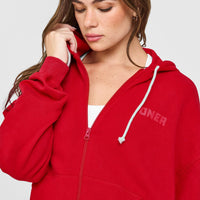 Raw Lounge Oversized Zip Hoodie | Washed Fiery Red