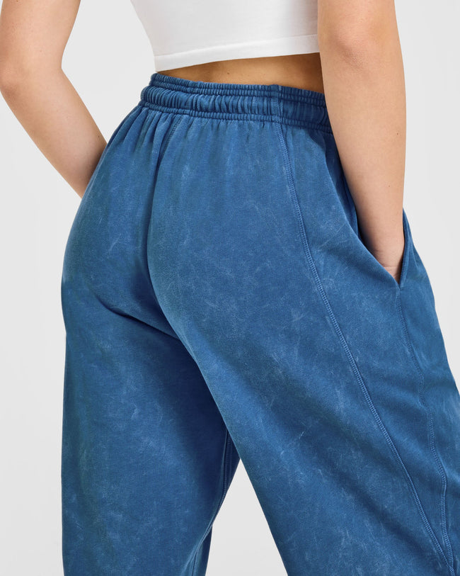 Raw Lounge Wide Leg Joggers | Washed Ocean Blue