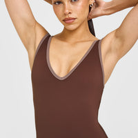 SoftMotion™ Contrast Scoop Back Flared All in One with White Logo | Espresso Brown