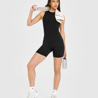 SoftMotion™ High Neck Mid Vest with White Logo | Black